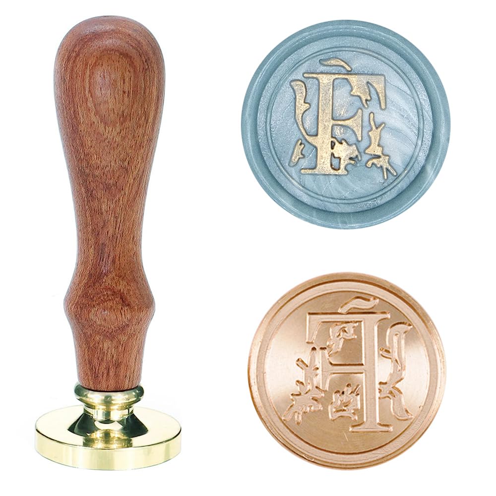 Poemluve Wax Seal Stamp Alphabe Letters F 25mm Initials Vintage Sealing Wax Stamps Brass Head with Removable Wood Handle for Scrapbooking Wedding Invitation