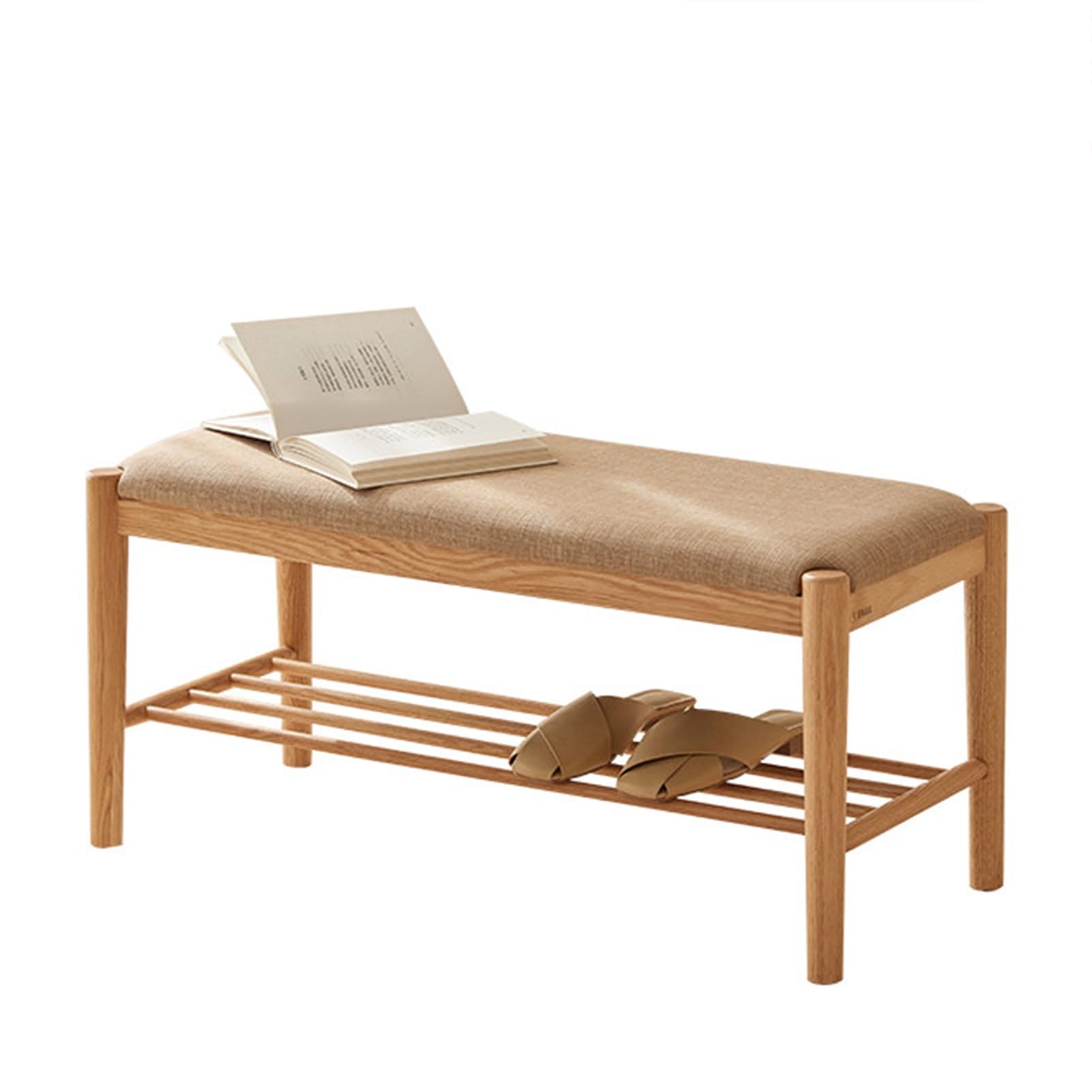 Banc de rangement entrée 2 niveaux compact avec assise rembourrée tout confort