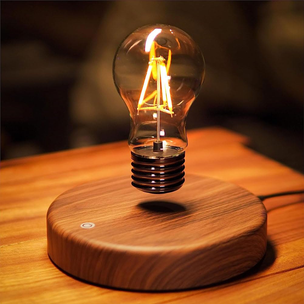 Floating Light Bulb Desk Lamp, Magnetic Levitating Lamps LED Night Light, 360° Free Rotation, Unique Gifts for Christmas and New Year, for Room Home, Office Decor