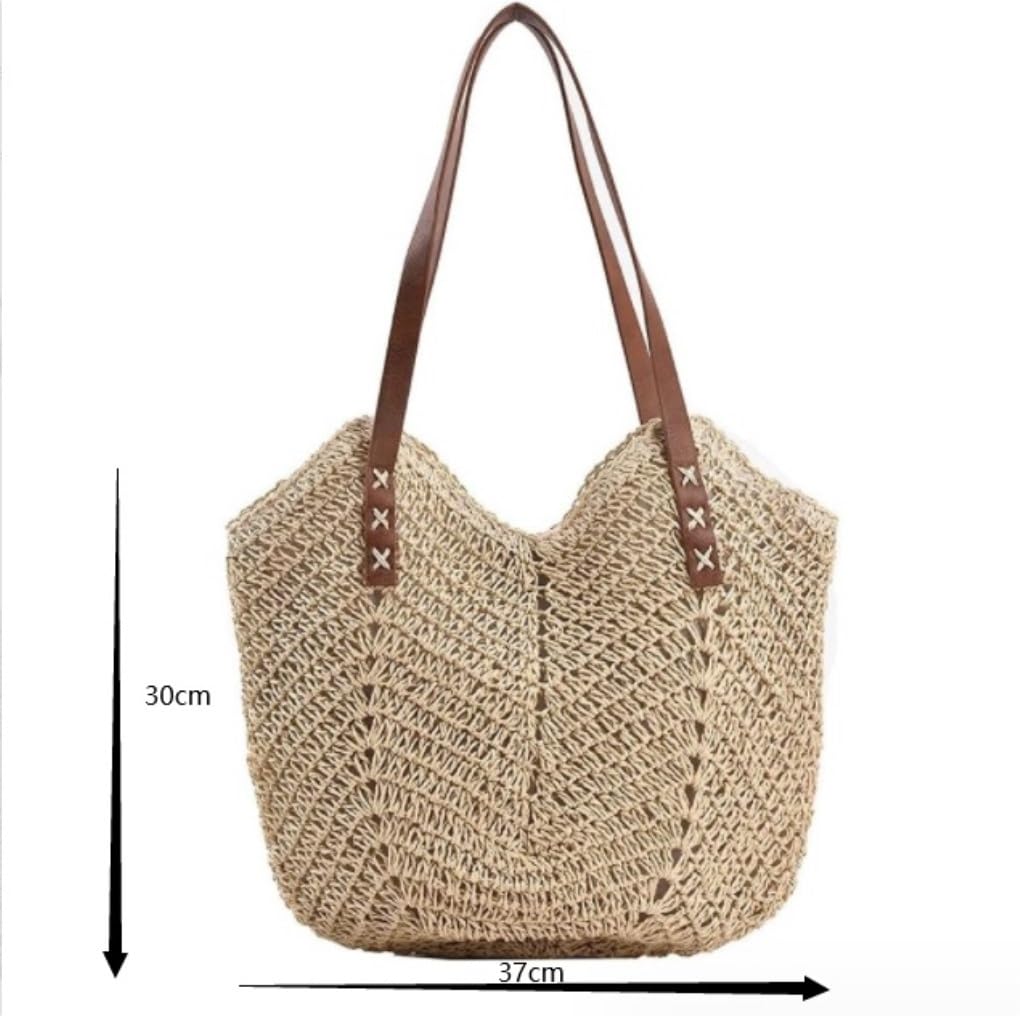Monedero de verano Bolsos De Paja De Verano, Bolso De Hombro Para Mujer, Bolso De Playa Tejido Informal De Verano Bolsa de vacaciones en la playa
