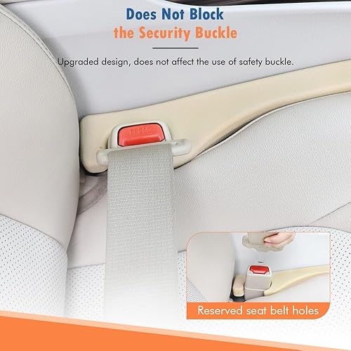 Miniatura 4 de CARFIB Relleno de cuero para asiento de automóvil, paquete de 2 organizadores universales para automóvil, SUV, camión, llena el espacio entre el