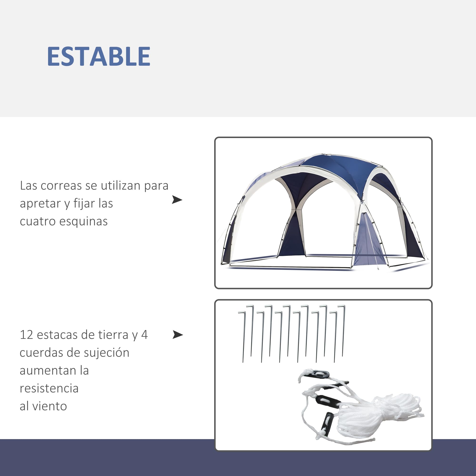 Outsunny Toldo Camping Plegable 3,5x3,5 m Impermeable Protección UV Azul