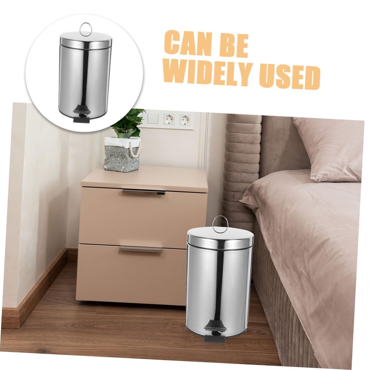Mülleimer fürs Badezimmer aus Edelstahl 5l mit Stark Belastbarem Tretmechanismus und Großem Öffnungsdesign für Toilette und Bad