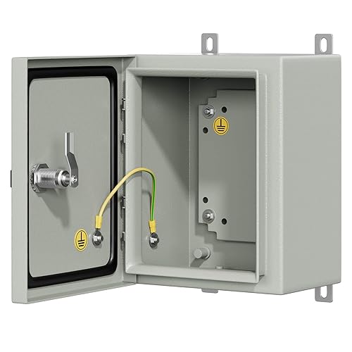 KWONONG Caja eléctrica impermeable IP65 para proyectos de interior y exterior, incluye placa de montaje y soporte de pared de 250 × 200 × 5.906 in