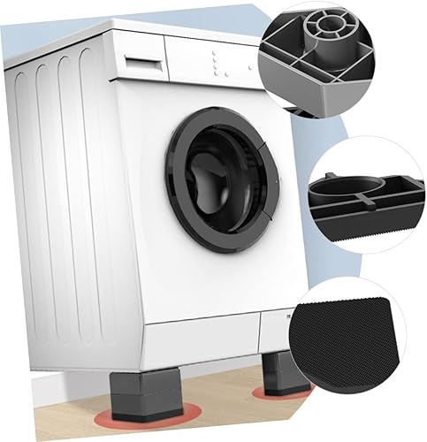 Miniatura 5 de Almohadilla de elevación de pies para lavadora, 4 piezas, almohadillas de elevación de arandela gris, estabilizadores, accesorio de lavadora a