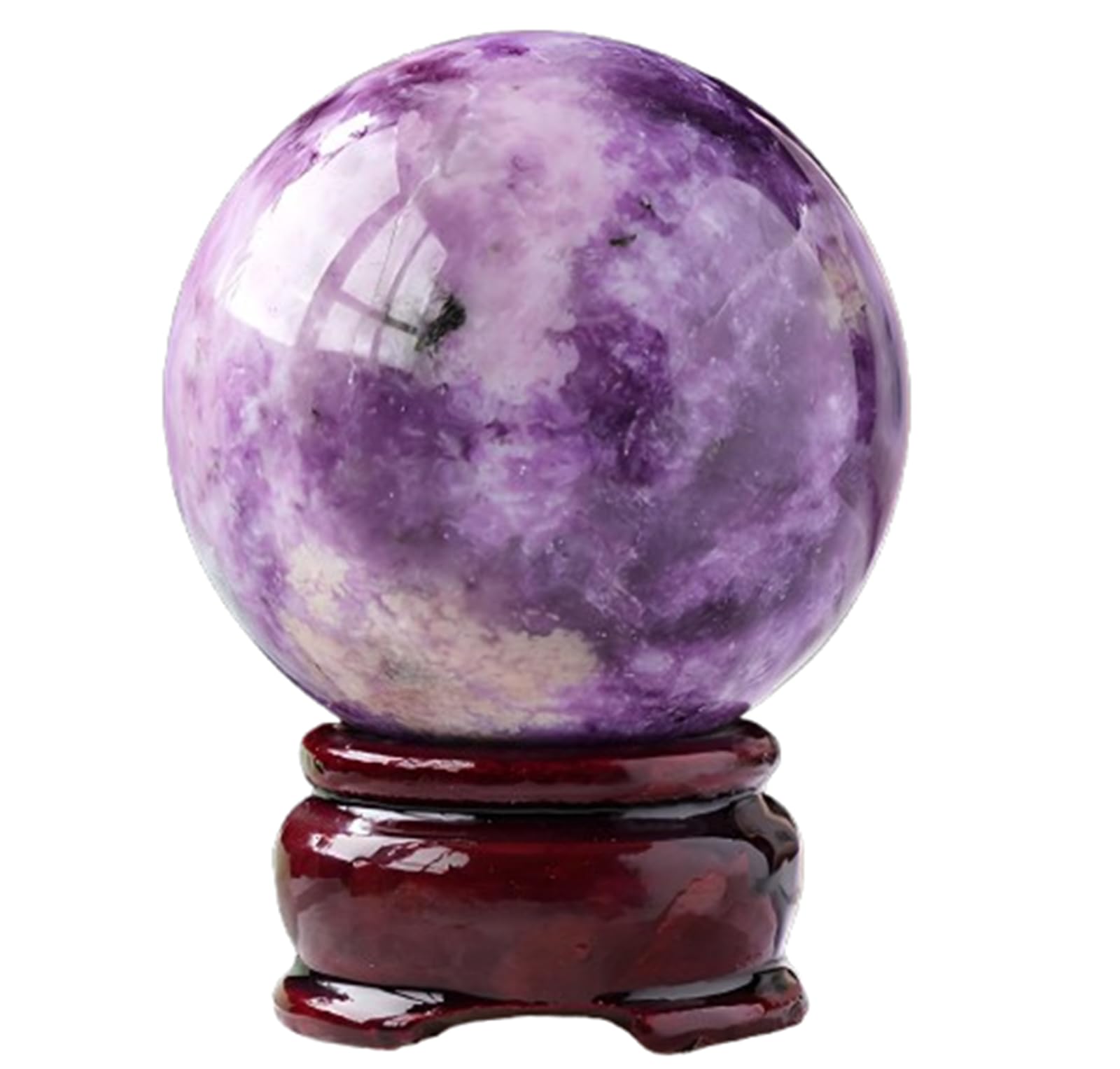 FOPURE Purple Mica Crystal Ball Divination Gemstone Sphere Polished Feng Shui Aura Home Desk Decor,40mm