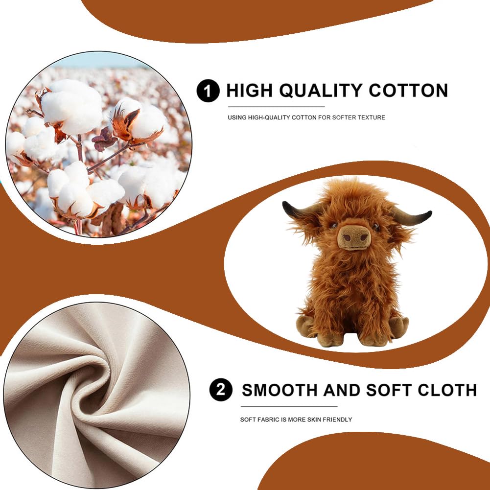 FaLkiN Highland Stuffed Animal Doll, Cow Plush Doll, Plush Highland Cow, Animal Throw Plushie Pillow Doll - Image 3