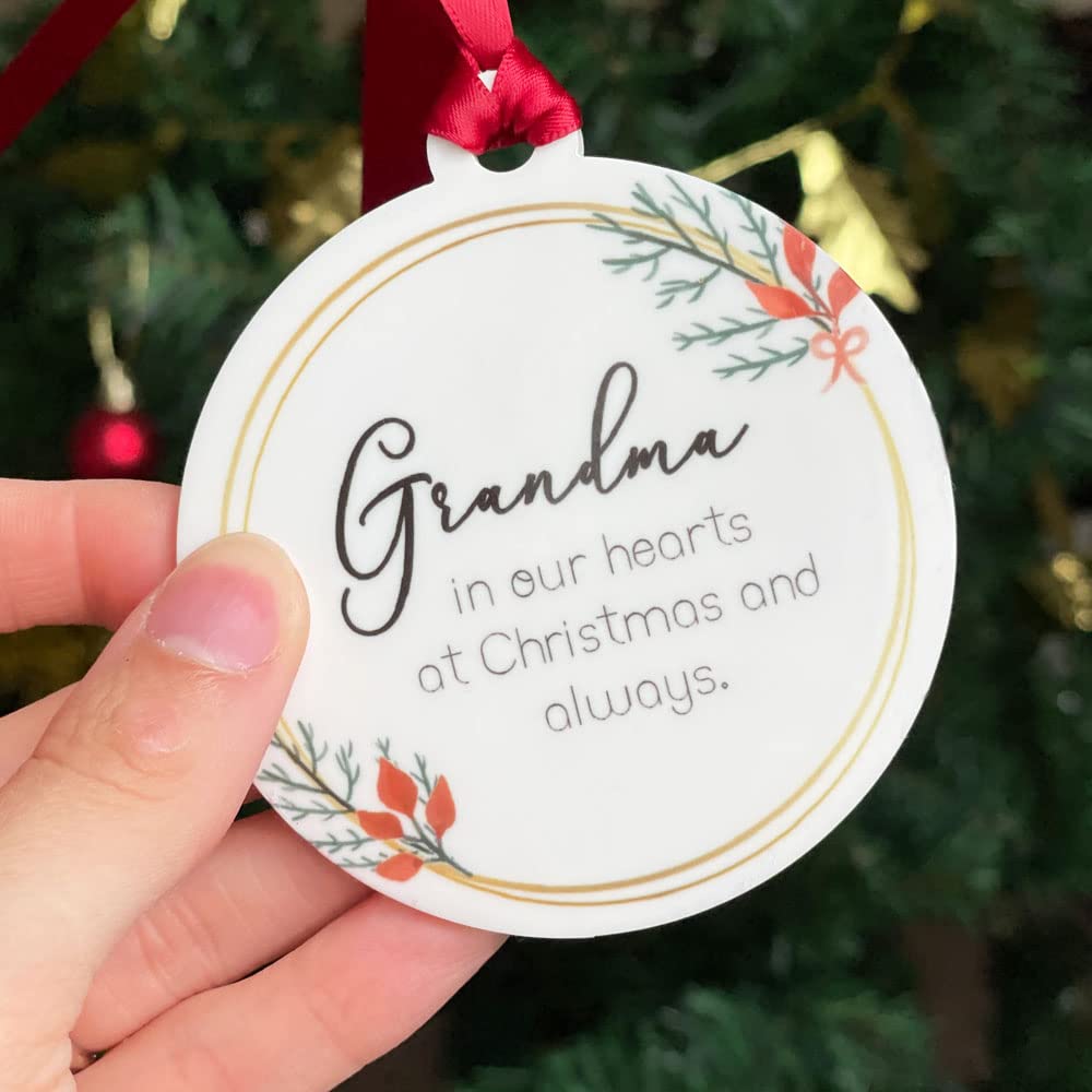 Grandma in our hearts at Christmas Bauble Christmas Tree Memorial Remembrance Decoration Gift