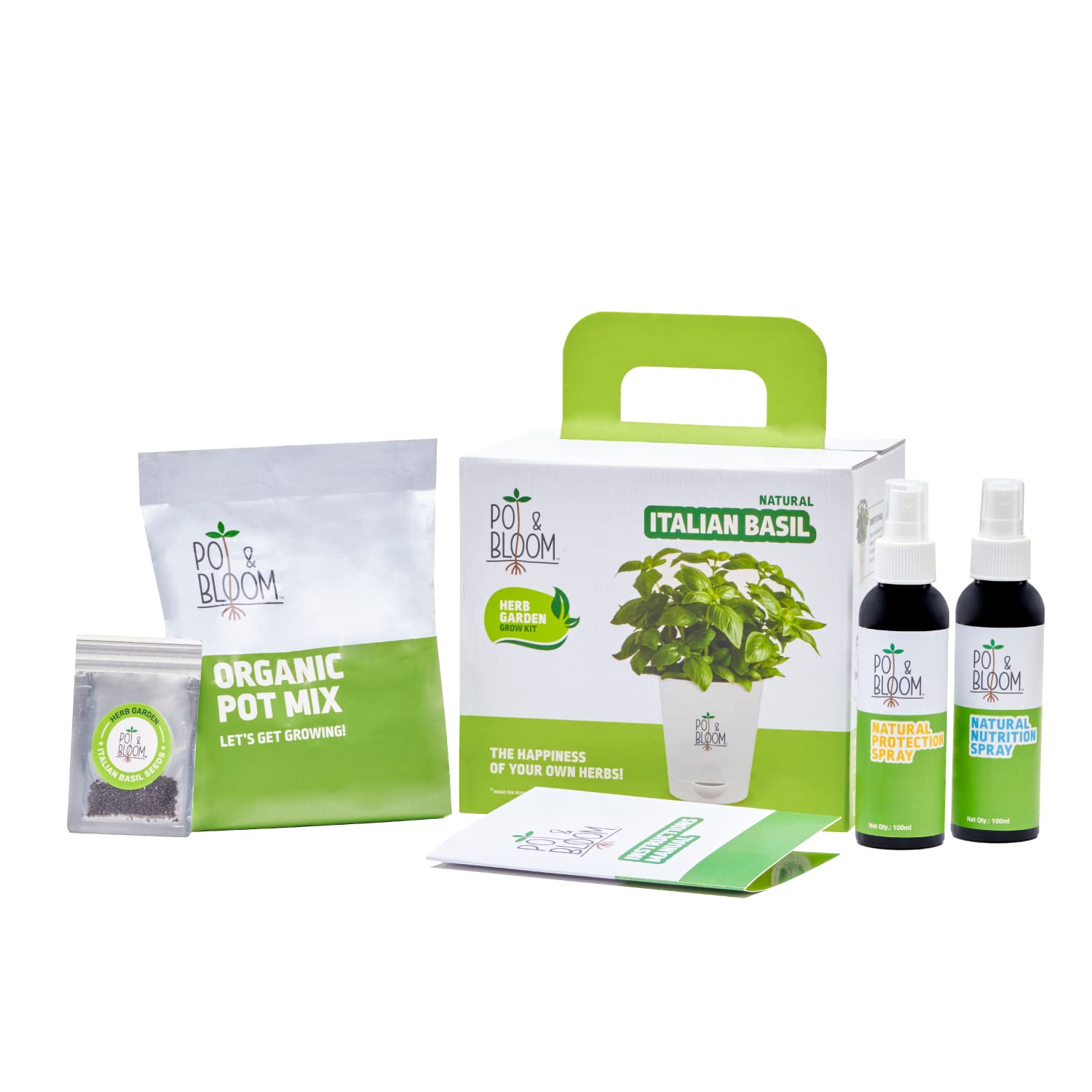 Italian Basil Plant Gardening Kit| Plant Kit for Home l Includes- Basil Seeds, Pot, Potting Mix(Soil & Fertilizer Mix), Plant Growth and Protection Spray| All in one l DIY Kit