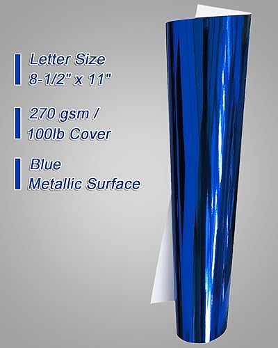 Miniatura 2 de Papel de cartulina metálica azul reflectante metálico, 100 hojas de 8.5 x 11 pulgadas, cubierta de 100 libras, para álbumes de recortes, artes y