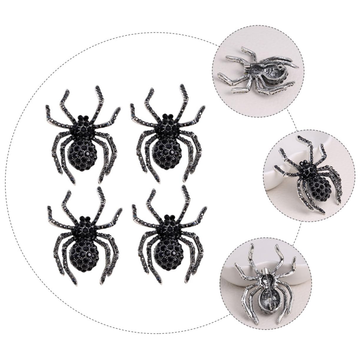 VALICLUD Retro-brosche Geisterspinne Pfau Tierbroschen Taube Halloween Costume Halloween Kleidung Retro -brosche Broschennadel Für Männer Und Frauen Strasssteine Black