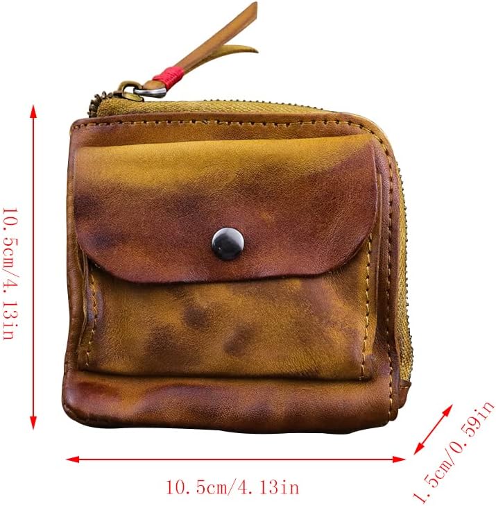 1 Pcs Leather Zipper Coin Purse Wallet With Card Slots, Snap Coin Organizer, Change Holder,Card Case, Leather Zipper Storage Bag for Men & Women - Image 2