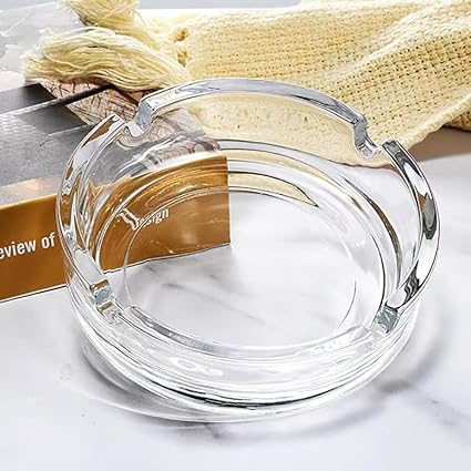 ComSaf Glass Ash Trays for Smoking, Stylish Ashtray for Cigarette, Portable Modern Ashtray for Home Car, Office, Balcony, Indoor and Outdoor Cigarette Tabletop Ash Tray (101MM, Pack of 1)
