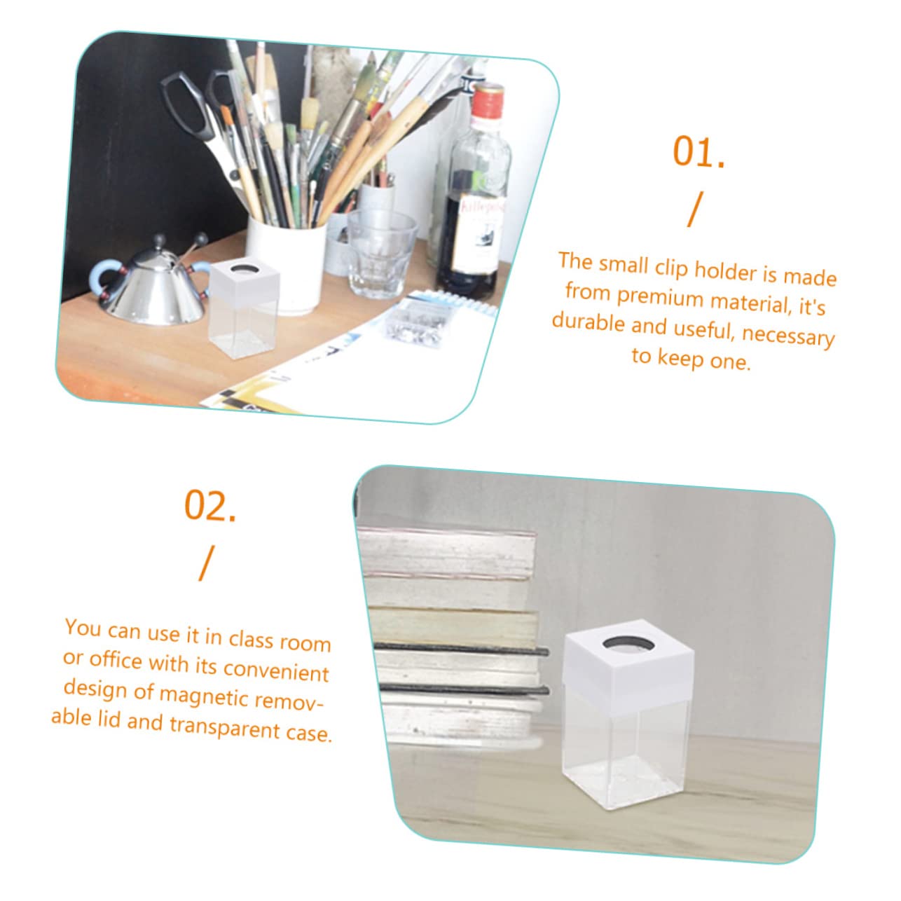 Lurrose 8 Pz secchio di spilli graffetta per fogli contenitore magnetico per graffette organizzatori scrivania organizzatore scrivania ufficio clip custodia per graffette porta graffette