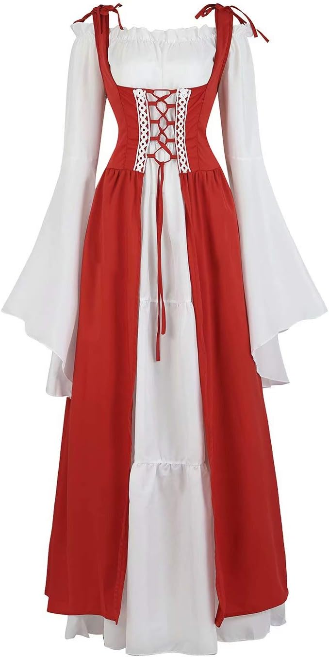 jutrisujo Renaissance Costume Women Medieval Dresses Irish Over Plue Size Deluxe Victorian Retro Cosplay