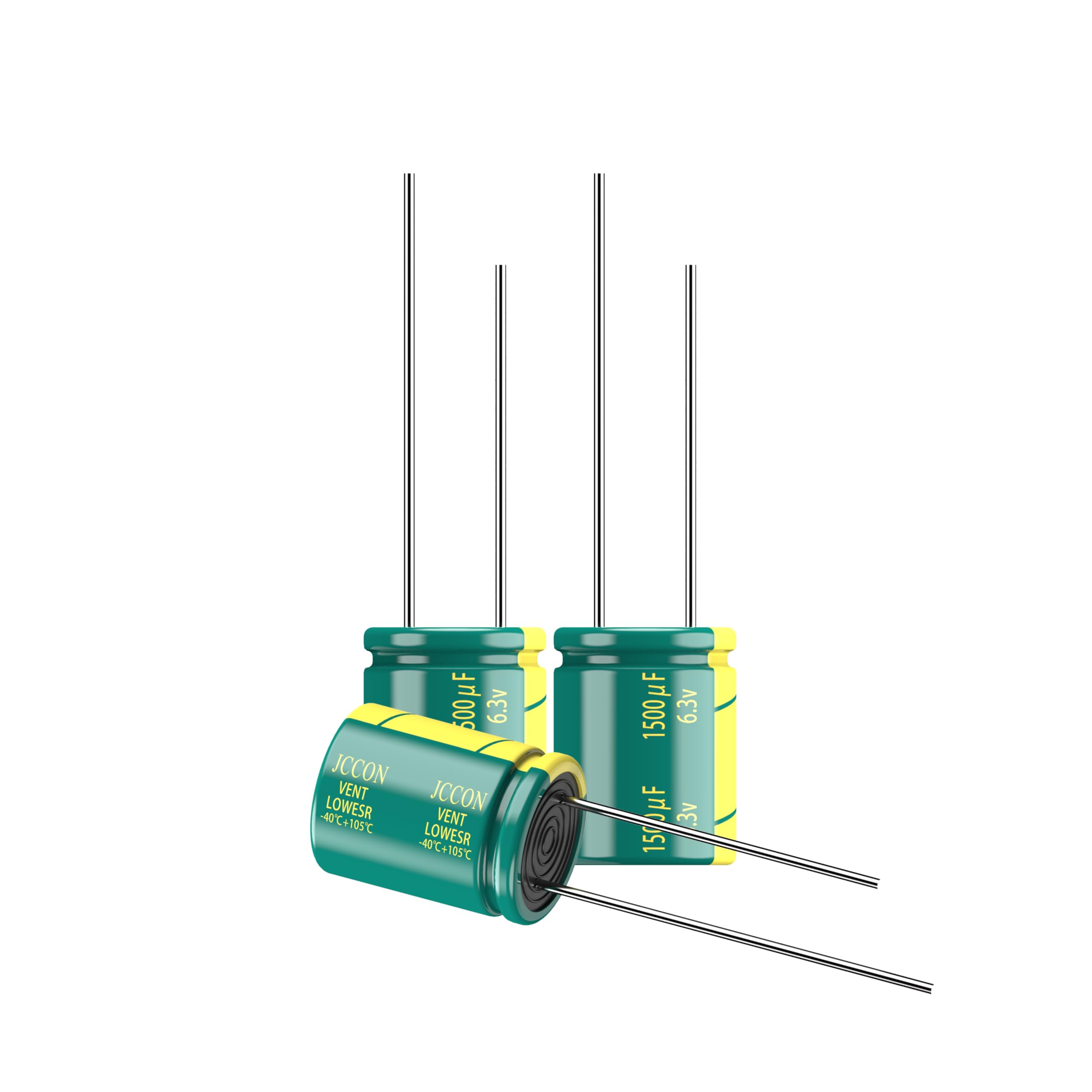 10-Pack 6.3V 1500uF Premium Quality Low ESR Electrolytic Capacitors 10x13mm (0.4x0.51in), 6.3Volt 1500MFD High-Frequency Caps with Superior Performance