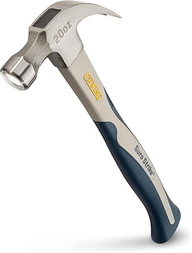 ESTWING Sure Strike Hammer - Martillo de garra curvada de 20 onzas con cara lisa y mango de fibra de carbono - SSCF20C