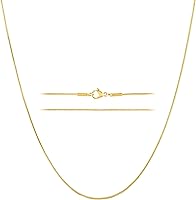 KISPER Dainty 24k Gold Snake Chain Necklace for Women & Men - Thin 1mm Gold Plated Stainless Steel, Lobster Clasp, Anti-Tarnish