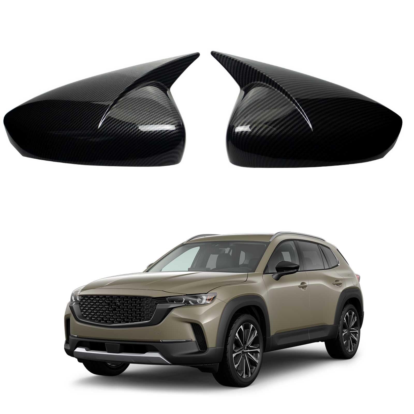 PAPEP Door Mirror Cover Caps for Mazda CX-50 2022-2025, Left Right Side Wing Rearview Mirror Cover Lid 2 Pieces Exterior Styling Accessory,Carbon fiber texture