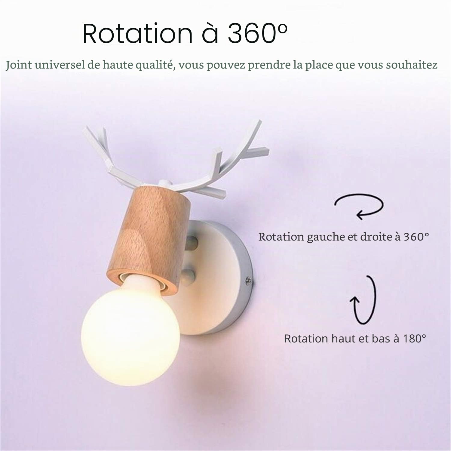 E27 Applique Murale Luminaire Lampe Murale Enfant Deco Noel Créatif Antlers Cerf Forme Luminaires lampe Pour Chambre, Salon,Couloir, Escaliers.