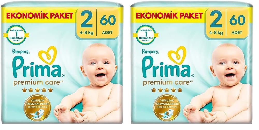 Prima Bebek Bezi Premium Care 2 Numara 60 Adet Ekonomik Paket 2li paket