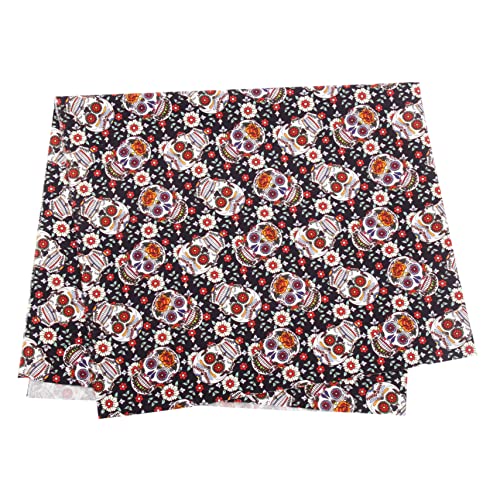 Tissu Halloween tête de mort : lot de 4 coupons de coton pour couture et décorations festives