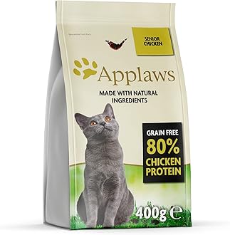 ApplawsNatural and Complete Dry Cat Food for Senior Cats, Grain Free, Chicken, 400 g