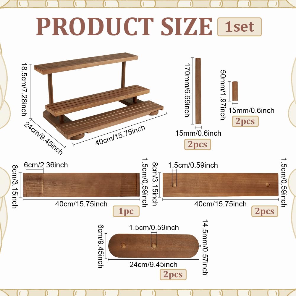 PH PandaHall Wooden Card Display Stand 3-Tier Card Storage Rack Graded Cards Display Shelves Trading Card Holder Removable Jewellery Organizer for Vendor Retail Earrings Showcase Store Retail Selling - Image 2