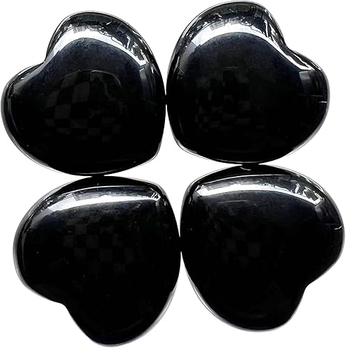 Juego de 4 piedras preciosas naturales con forma de corazón, tallado pulido en forma de corazón, bolsillo para equilibrio de reiki, mini 1 pulgada
