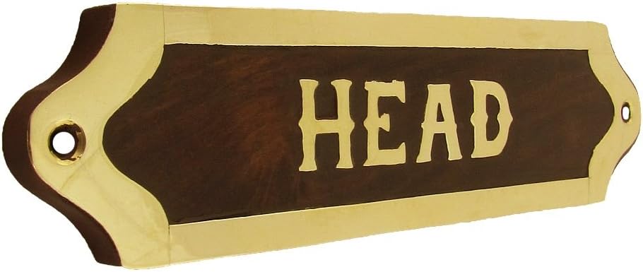 Brass and Wood Nautical Bathroom Door Sign
