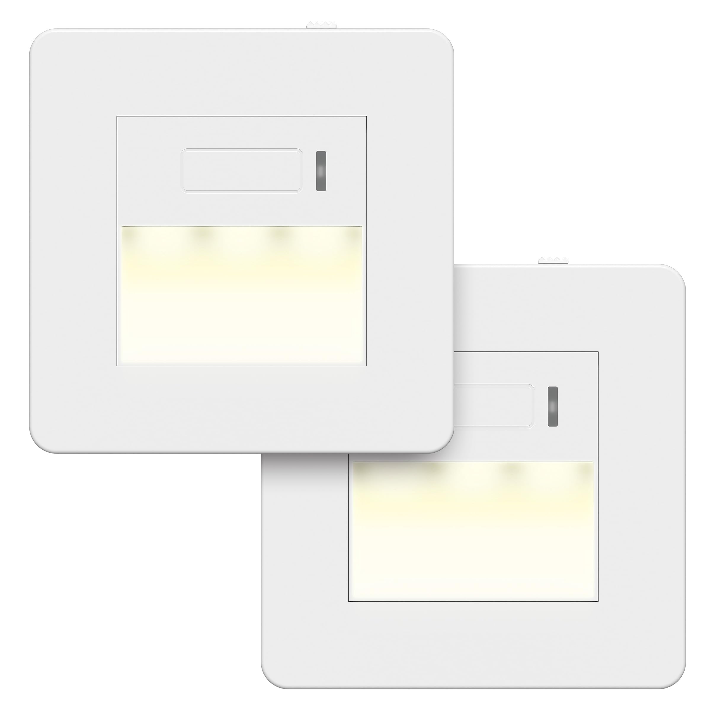 LIDER Full Guide Light, Neutral Required, No Earth, in-Wall Night Light, Built-in LED with Daylight Sensor, Adjustable Brightness, Glossy Finish, UKCA Certified, White, 2 Pack (Not Plug-in) โ image 1