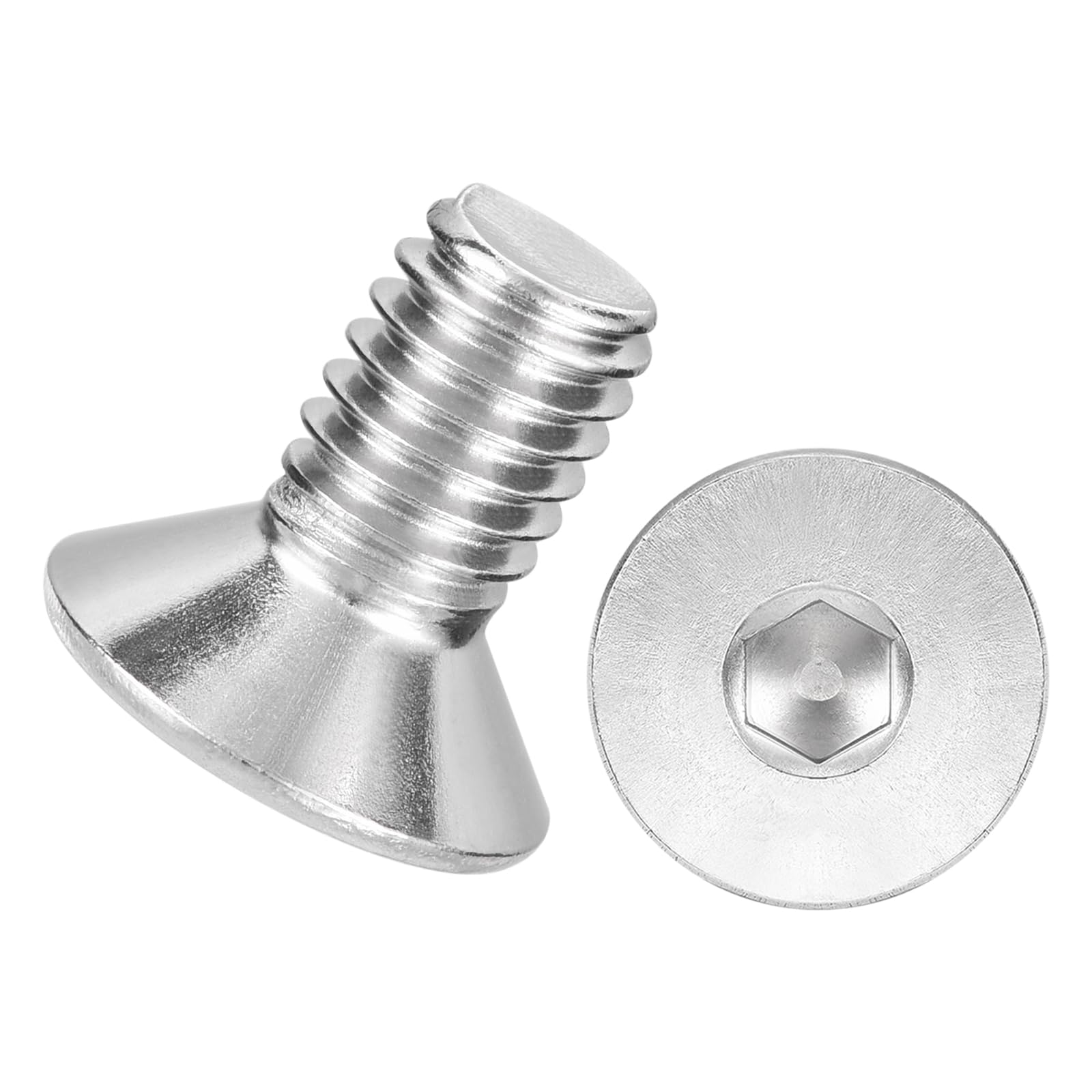 Kozelo 50Pcs Flat Head Socket Cap Screws - [M6-1 x 12], 304 Stainless Steel 18-8 Countersunk Bolts, Silver, for Automotive, Furniture Repair, Industrial Equipment & Temporary Fixes