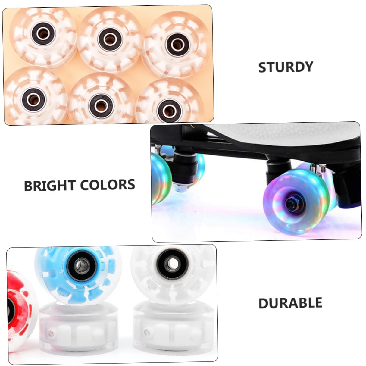 Ruedas para Patines de Línea Luces Led, Ruedas de Repuesto de Pu Resistentes Rodamientos Incluidos para Patines sobre Asfalto y Concreto
