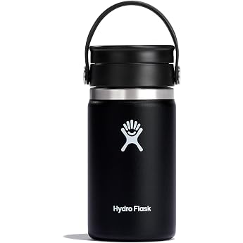 Coffe 12 oz Wide Mouth White Flex Side Lid Black | Experience ultimate coffee enjoyment - Thermal insulation and design meet 
