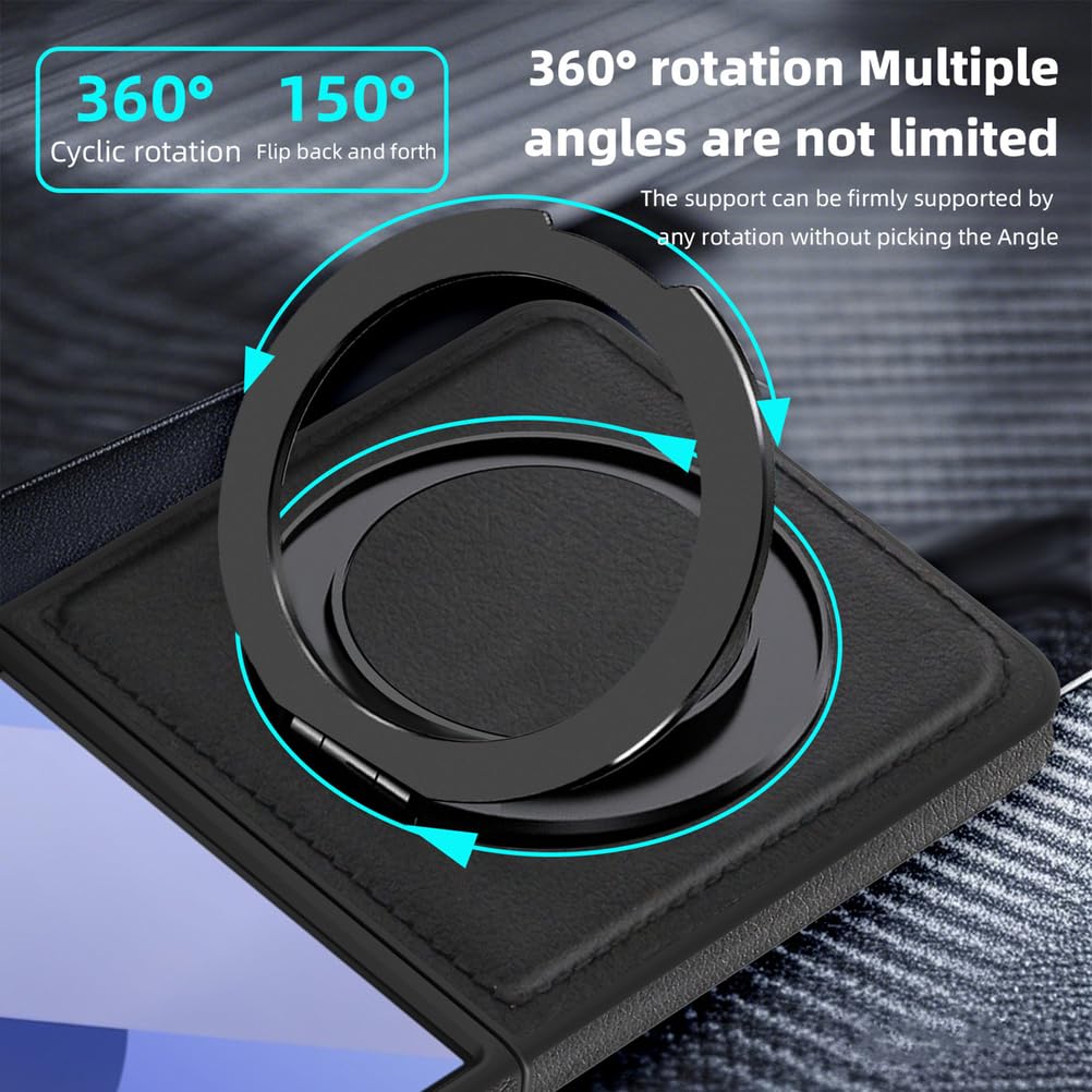 Magnética Carcasa para Samsung Galaxy Z Flip 7, Soporte de Anillo Piel Caso Ultrafina Admite Carga Inalámbrica Funda de Móvil Anti-caída,Latón,Fold 7