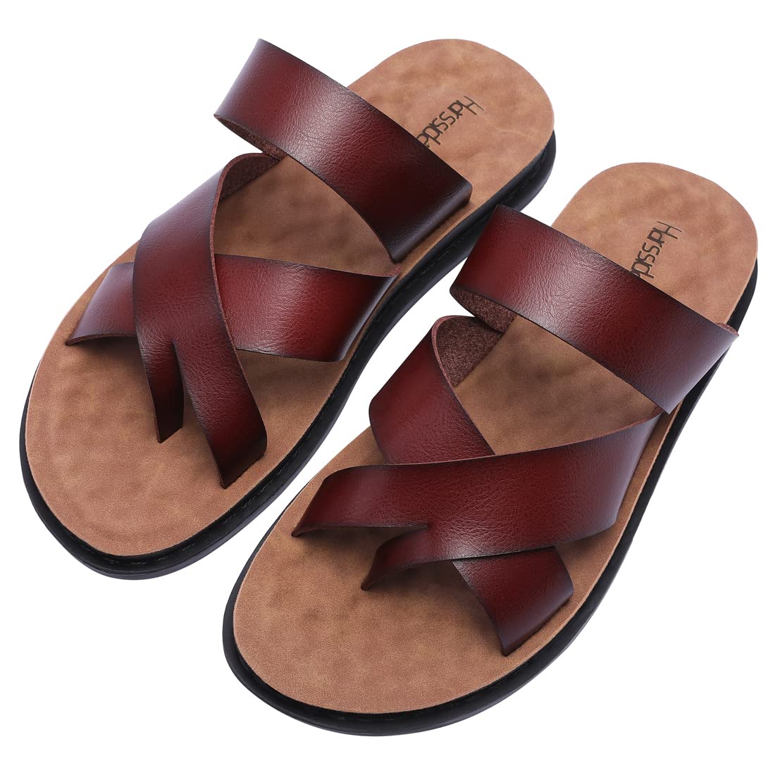 Harssidanzar Sandalias masculinas,sandalias deslizantes cruzadas antideslizantes en verano estilo anillo de dedo del pie al aire libre e Interior KM221EU1
