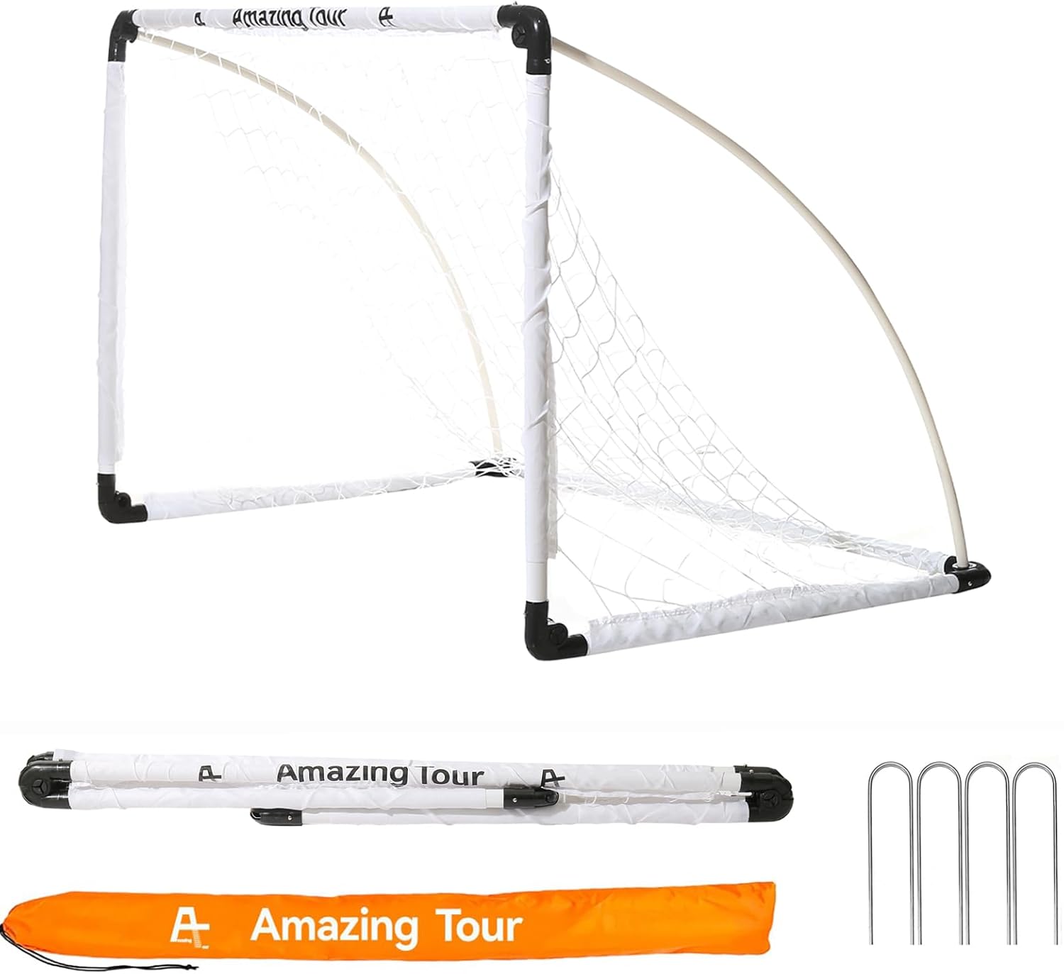 Soccer Goals, Soccer Goal for Kids, Foldable Football Goals Sport Games Training Practice Set for 3-11 Year Old Children, White