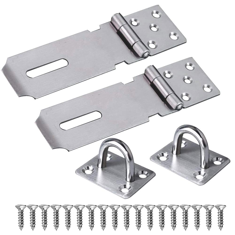 Buy 2Sets Stainless Steel Padlock Hasp, 4“ Door Padlock Hasp Safety