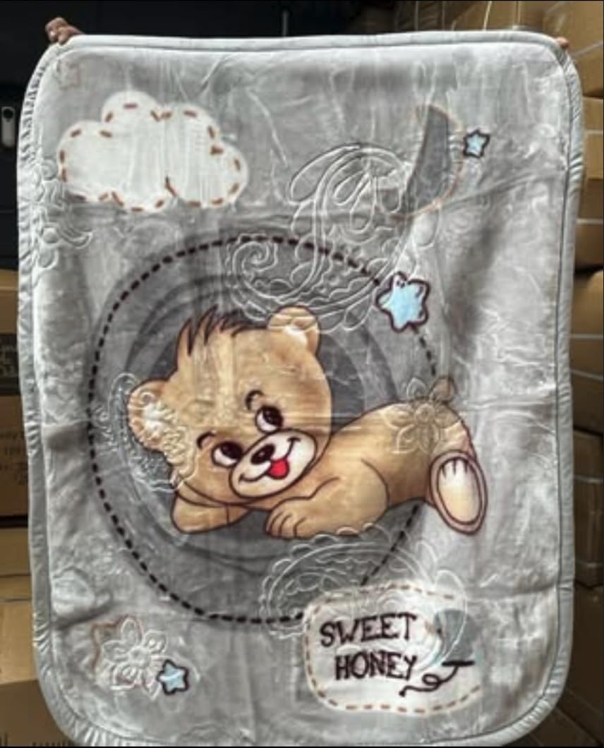 Luxury Product 2ply Soft Mink Baby Cot/Pram Warm Fleece Blanket Toddler Boys & Girls 100x140CM Reversible baby blanket (Grey)