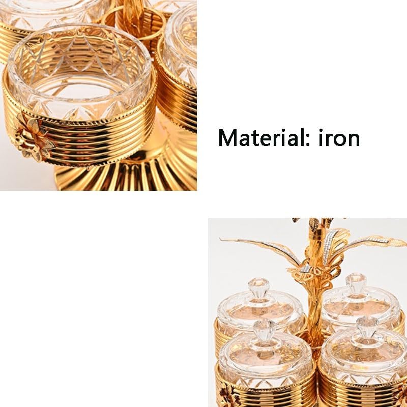 Ironwork Acrylic Dried Fruit Box Golden Pattern Four-panel Storage