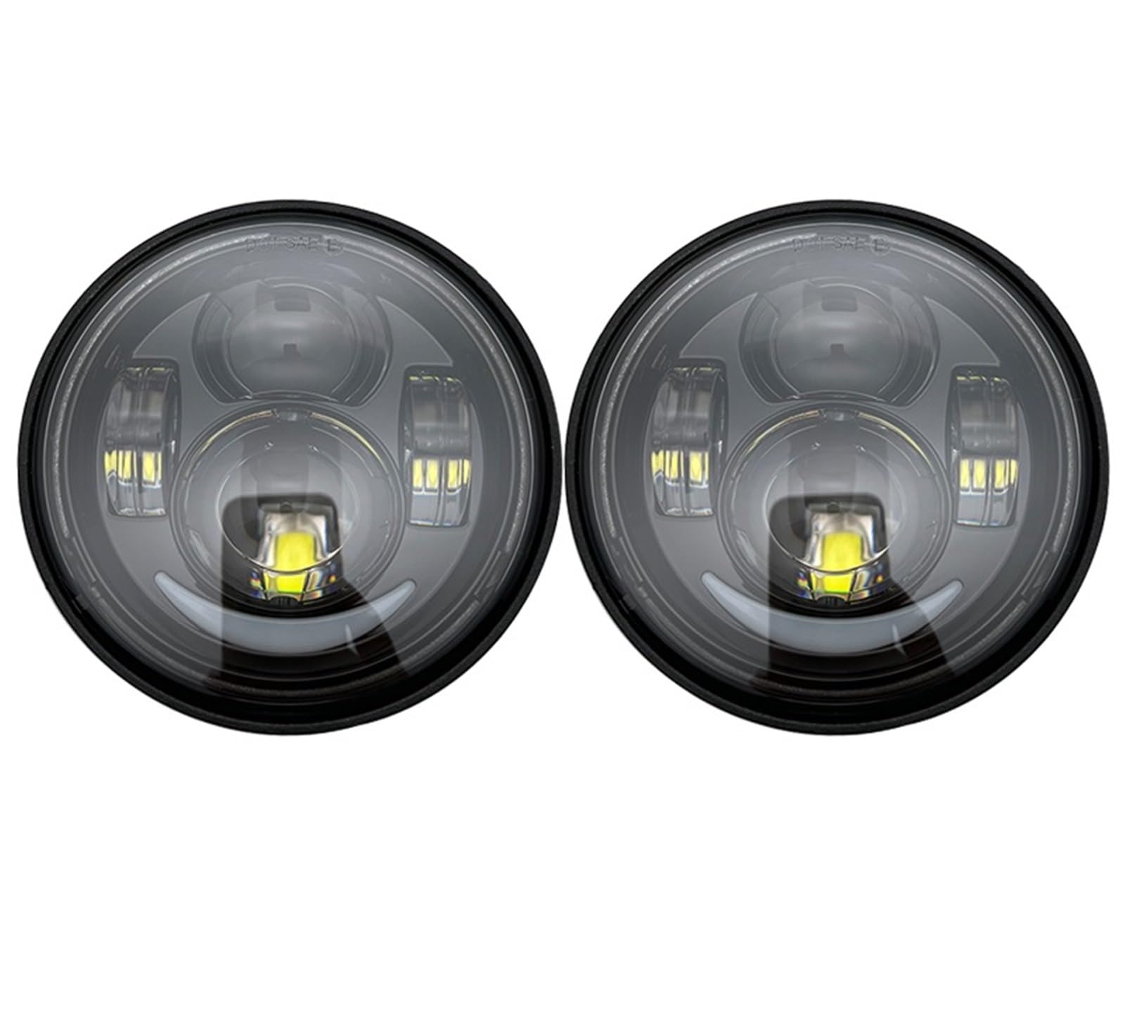 Reflektor Przedni reflektor Pasuje do FXDF Dyna Fat Bob motocykl LED reflektor 2 szt. 4.65 "Cal podwójny podwójny motocykl czarny/chromowany reflektor(2PCS Black with Halo)