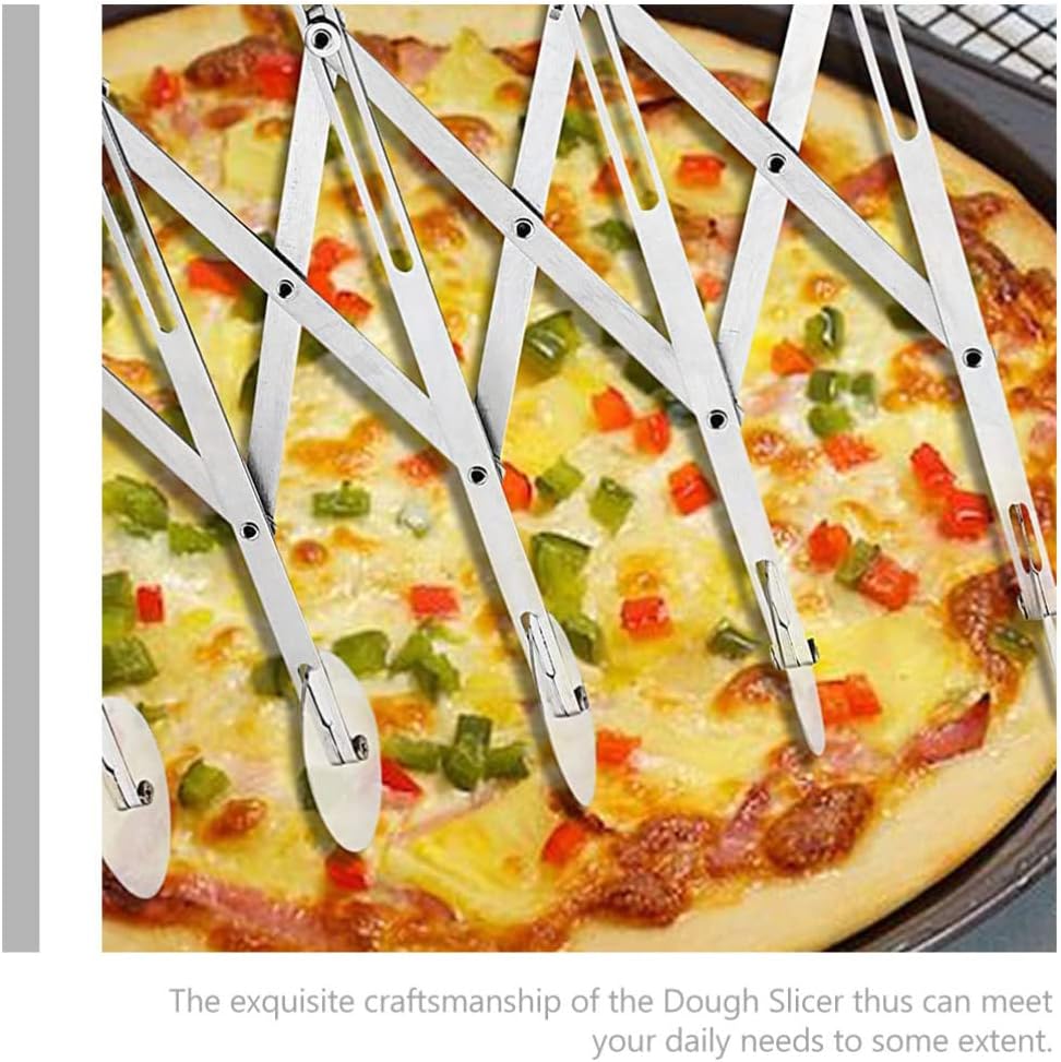 Adjustable Width Pastry Cutter 5-wheel Pizza Slicer Rolling Dough Roller Cookie Pasta Divider Lattice Cracker Slicer Stainless Steel Easy to Use