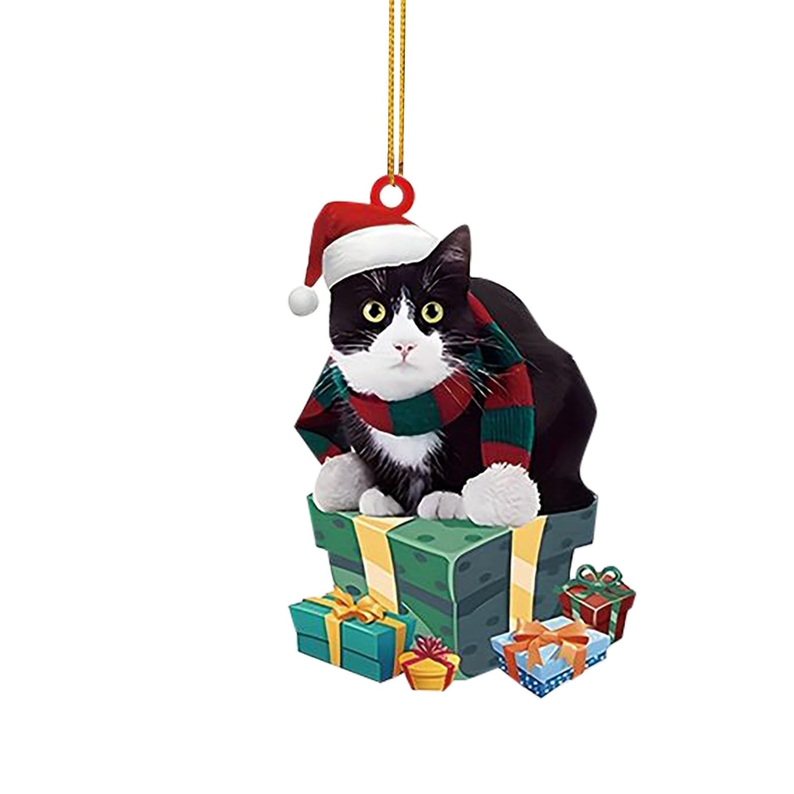 Christmas Tree Decorations Baubles Black Cat Christmas Ornament,Christmas Tree Xmas Trees Decorations,Car Hanging Ornaments Keepsake For Xmas Party Holiday Home Decor, Cat Lovers Gift, BlackGift