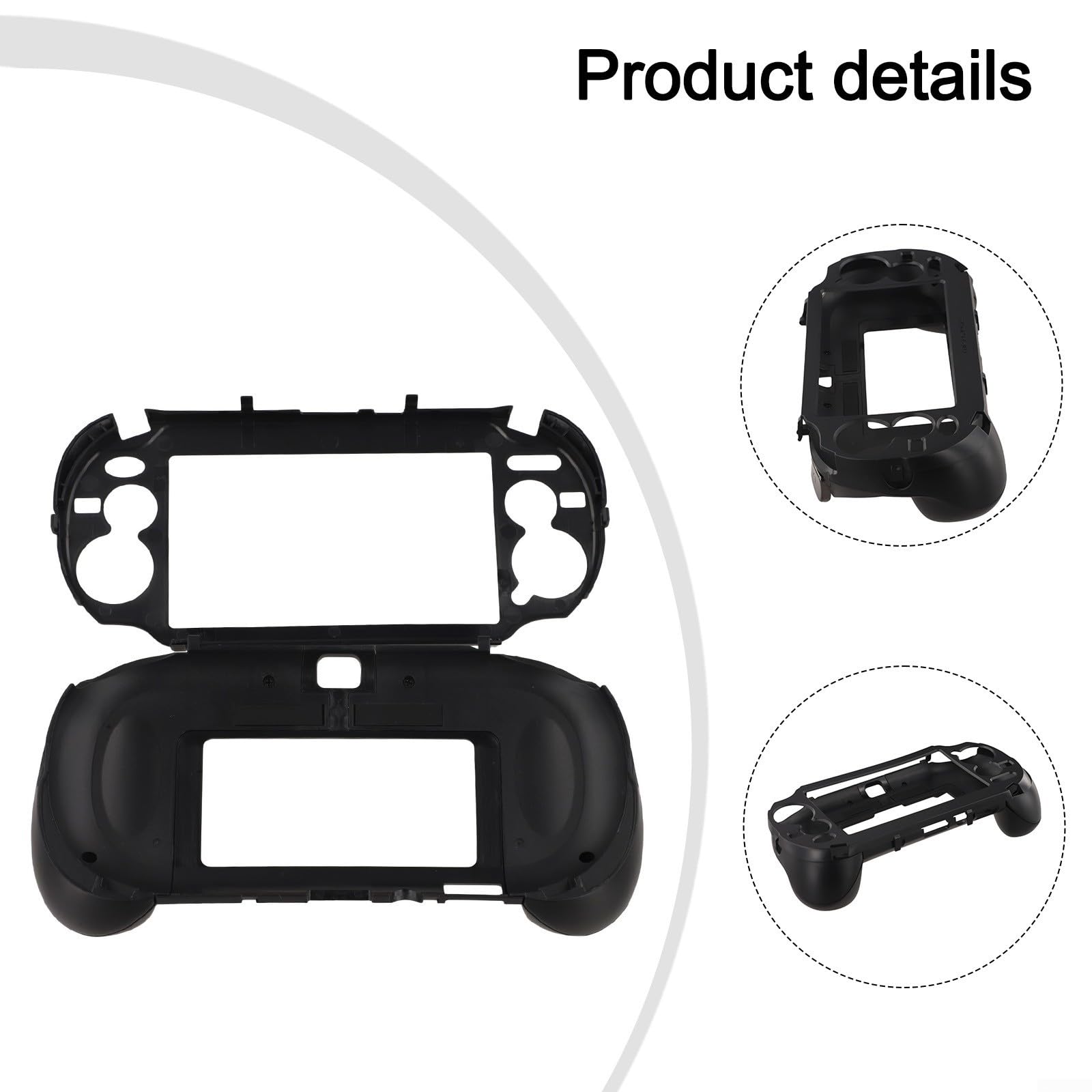 ABS-Schutzhülle für PS Vita 1000, ergonomischer Griff, L2, R2, Trigger-Unterstützung, sicherer Sitz, schwarz-weiß, Game-Controller, stoßfeste Abdeckung, Gamer-Zubehör (schwarz)