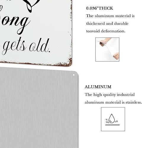 Vista 38 de LUIJORGY Letrero de metal con cita de amor con frase en inglés "Saying You Have to Dream Before Your Dreams Can Come True Wood Grain Inspiration