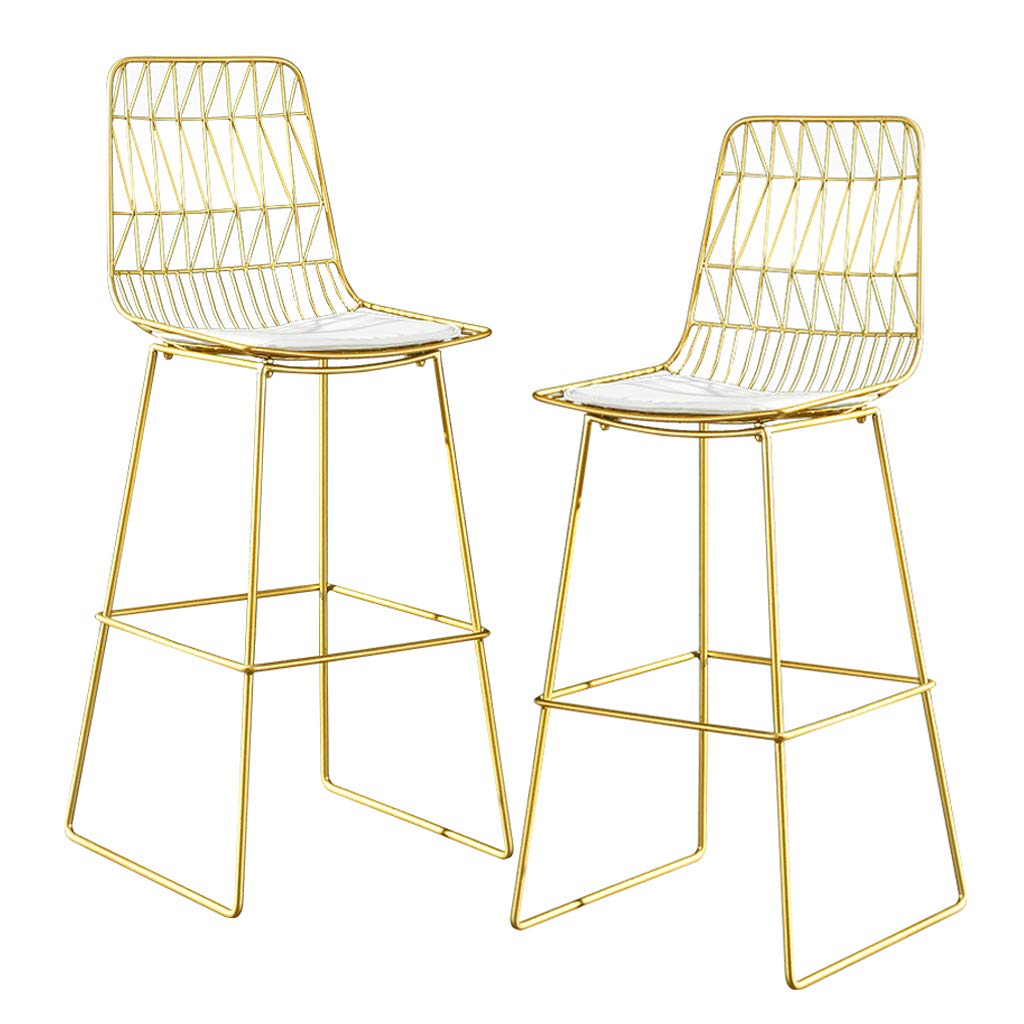 Bar Stools for Kitchen Dining Velvet Height Stool Chairs Counter Stool with High Back, Set of 2, Gold