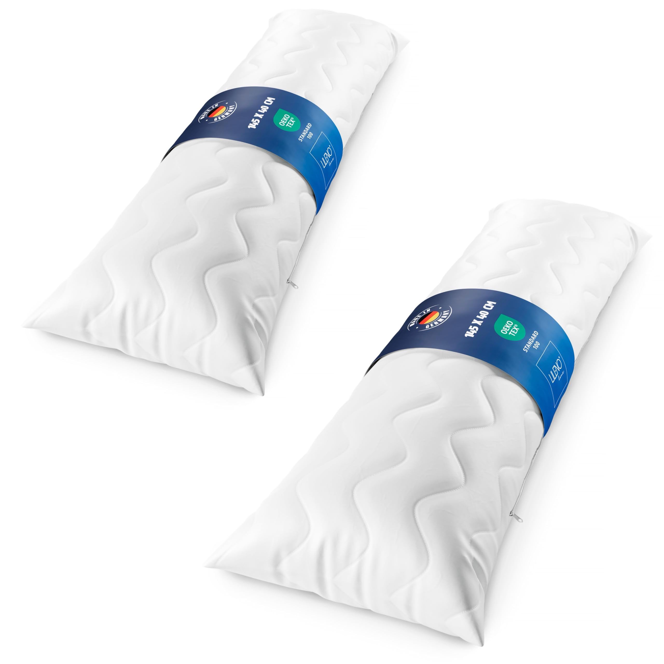 LILENO HOME Coussin pour dormir sur le côté, 40 x 145 cm, lot de 2 (remplissage de 1100 g), coussin d'allaitement avec coussin intérieur amovible, 40 x 145 cm, pour femmes enceintes et nouveau-nés