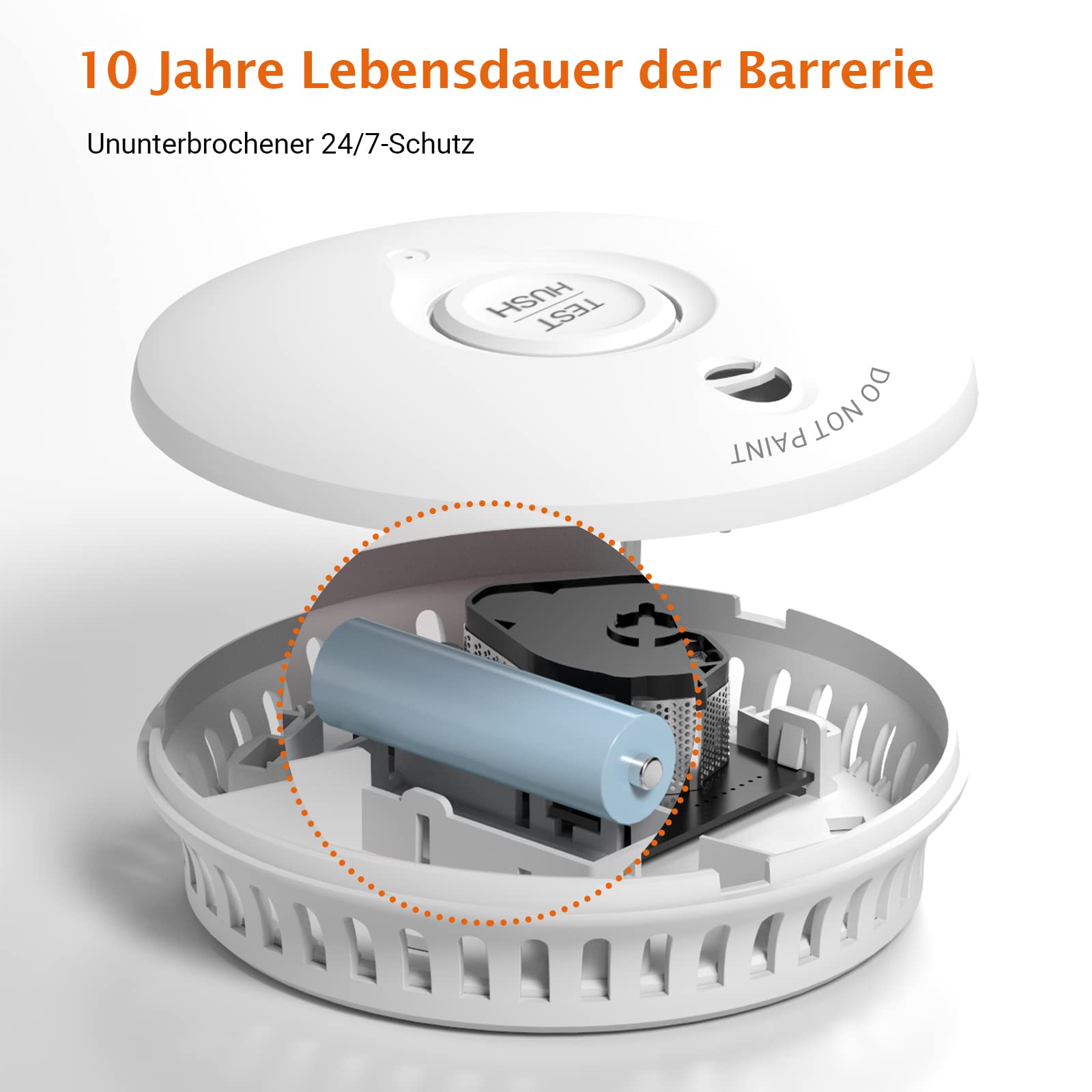 Ruan Détecteur De Fumée Avec Pile 10 Ans Détecteur Incendie