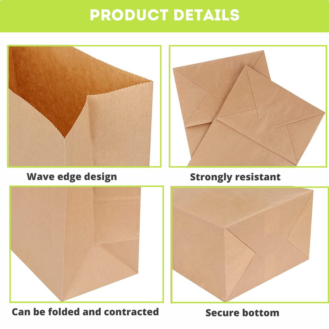 PrimeTEQ® Lot De 50 Sacs En Papier Marron 9 X 16 X 5 Cm, 70 G/m², Sacs Cadeaux, Sacs En Papier Kraft Pour Pâques, Anniversaire, Noël, Calendrier De L'Avent, Bricolage, Sacs En