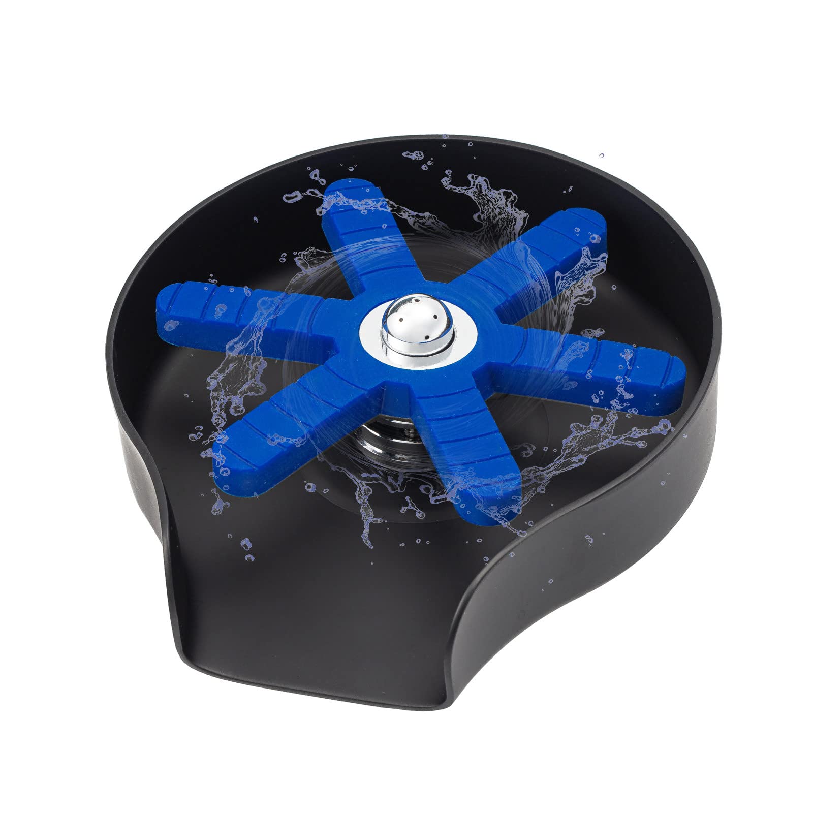 Glass Rinser for Kitchen Sink, Toooi Stainless Steel Faucet Cup Rinser, Automatic Flushing Washer for Feeder Coffee Wine Cup & More, Faucet Sink Attachment for Home, Bar & Cafe, Black & Klein blue